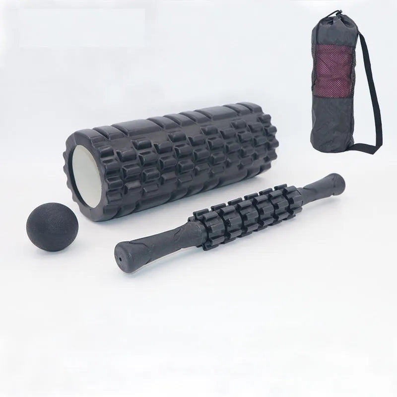 33cm black foam roller massage bar with six-piece roller design