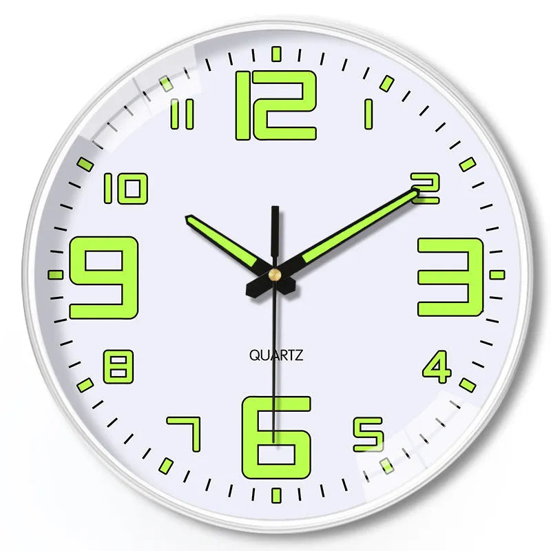20cm luminous wall clock with modern plastic shell on wall