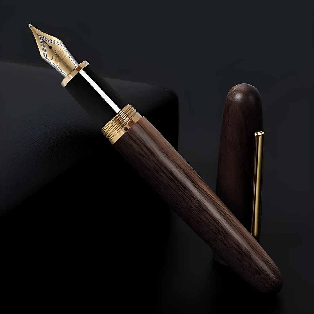 Wooden fountain pen with rotating cap in choice of seven wood finishes for business writing