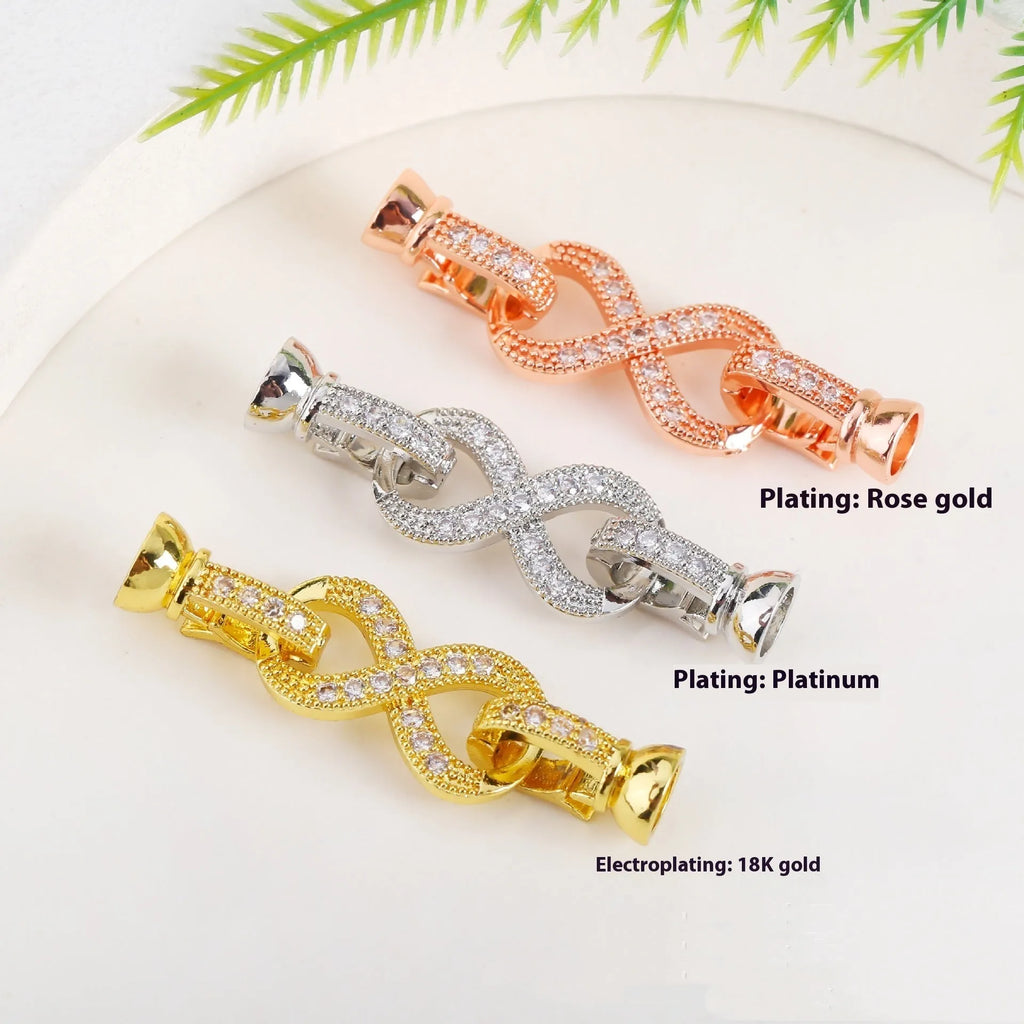 Small gold plated jewellery buckle clasp for pearl necklaces in gold, rose gold and silver colours