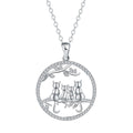 Four kitten pendant necklace on copper cross chain with electroplated finish