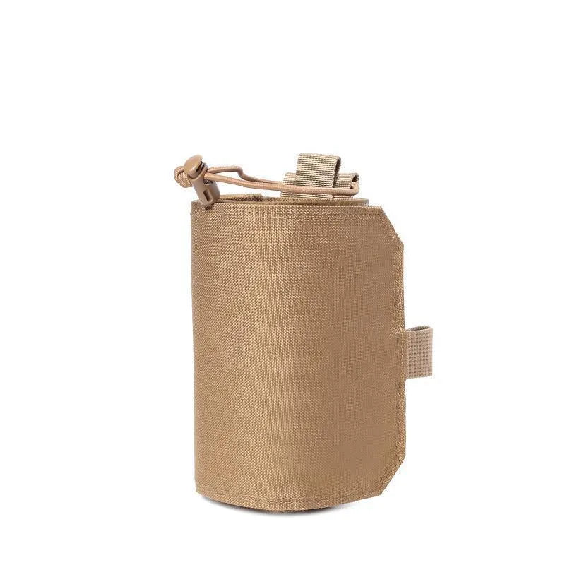 Adjustable Oxford cloth bottle cover with PU lining for outdoor sports in black or khaki colour
