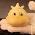 Solid bamboo carving of a Crown Princess Toad ornament with live eyes, 5.0cm.