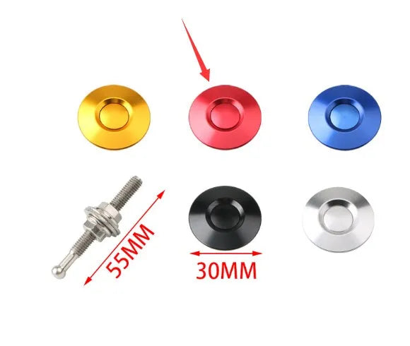 30mm aluminium alloy engine cover lock for modified racing cars in silver colour with 55mm screw