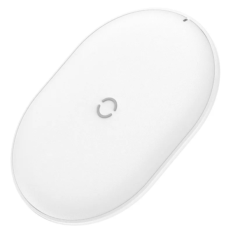 Baseus Rough 15W wireless charging pad in black and white on a table