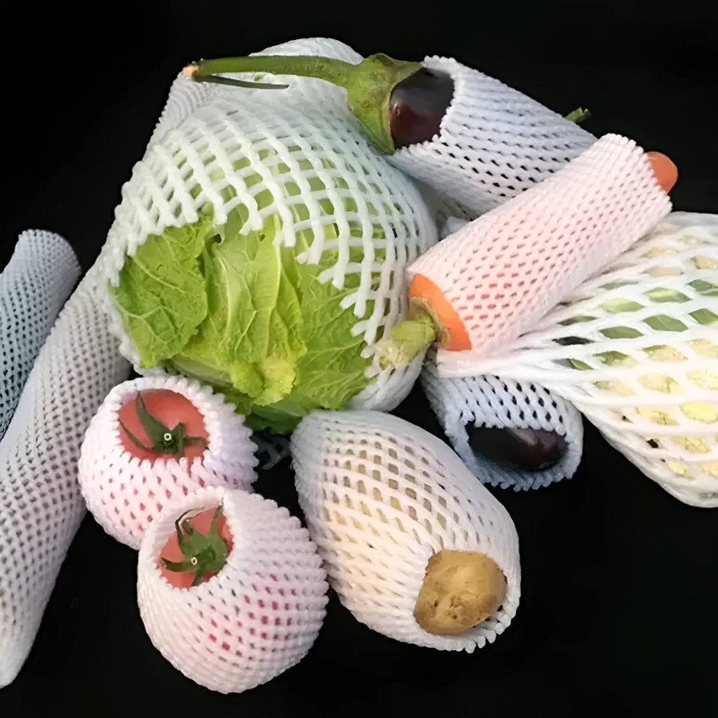 White foam shockproof protective net for fruits in various sizes from 6x5cm to 18x7cm