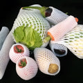 White foam shockproof protective net for fruits in various sizes from 6x5cm to 18x7cm