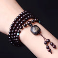 Zambia rosewood Buddha beads DIY bracelet with flat lotus pendant and 108 wooden beads