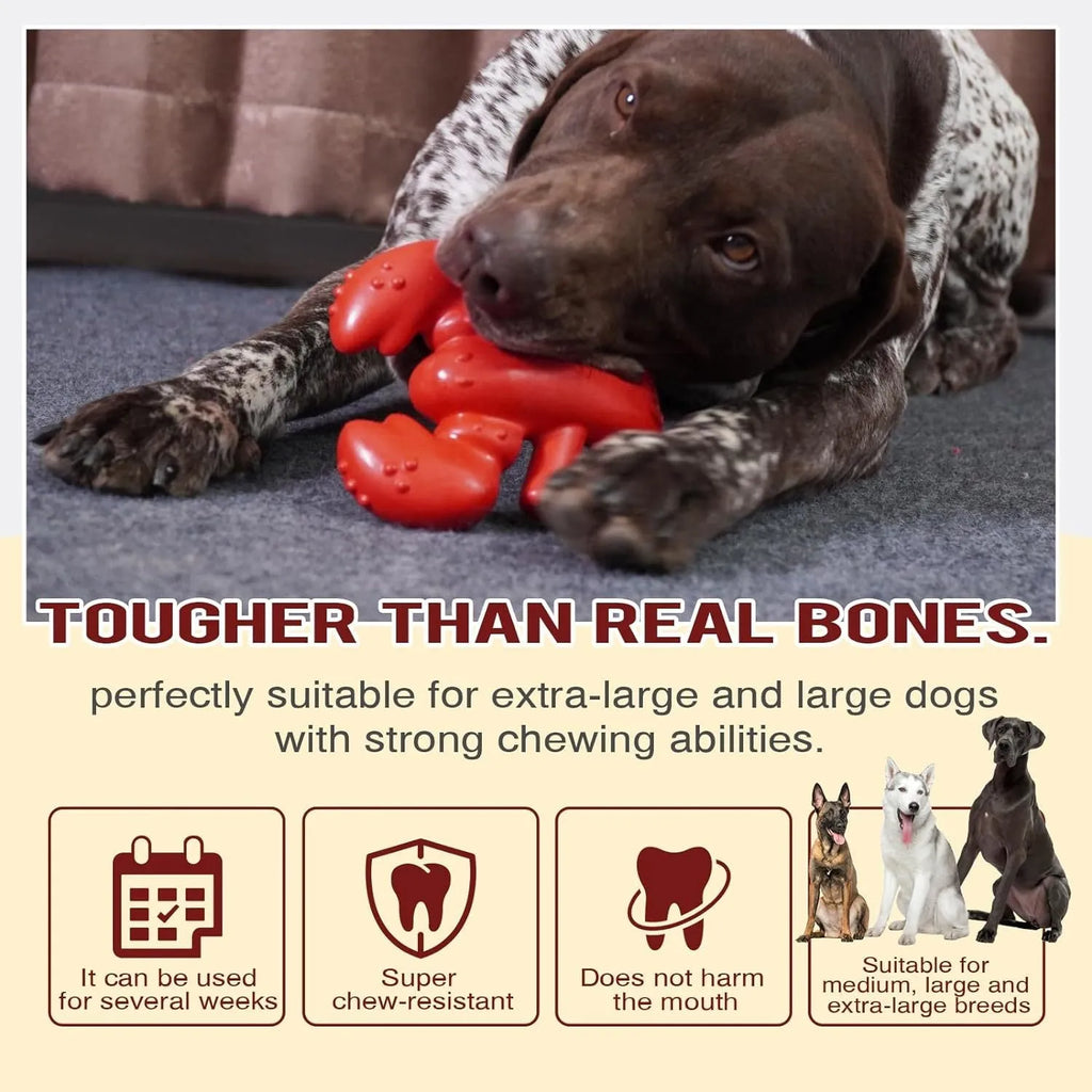 Red hard nylon chew toy for large dogs on a white background