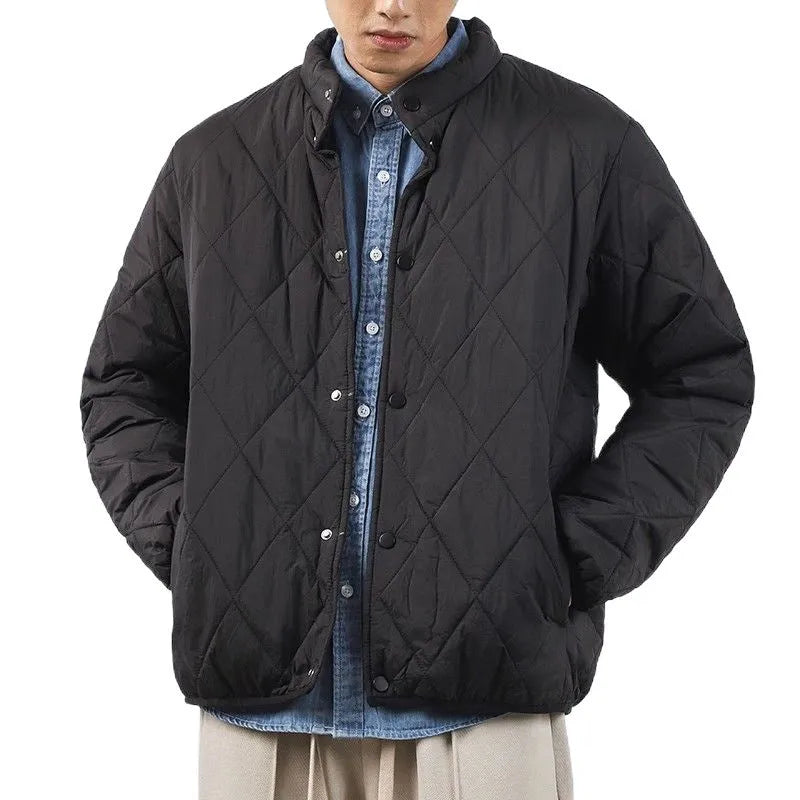 Men's black lengthened winter jacket with loose fit and urban style design