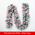 Christmas rattan garland flocking decoration with PVC American style artificial foliage vine