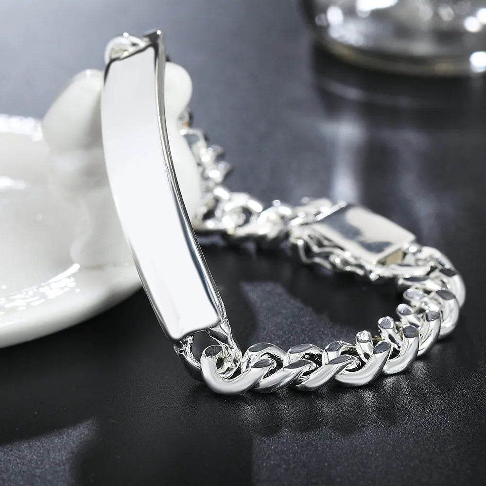 Male and female couple bracelets in S925 silver and copper, silver colour, chain length 21x10mm