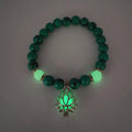Luminous lotus natural stone bracelet with turquoise glow beads on elastic rope