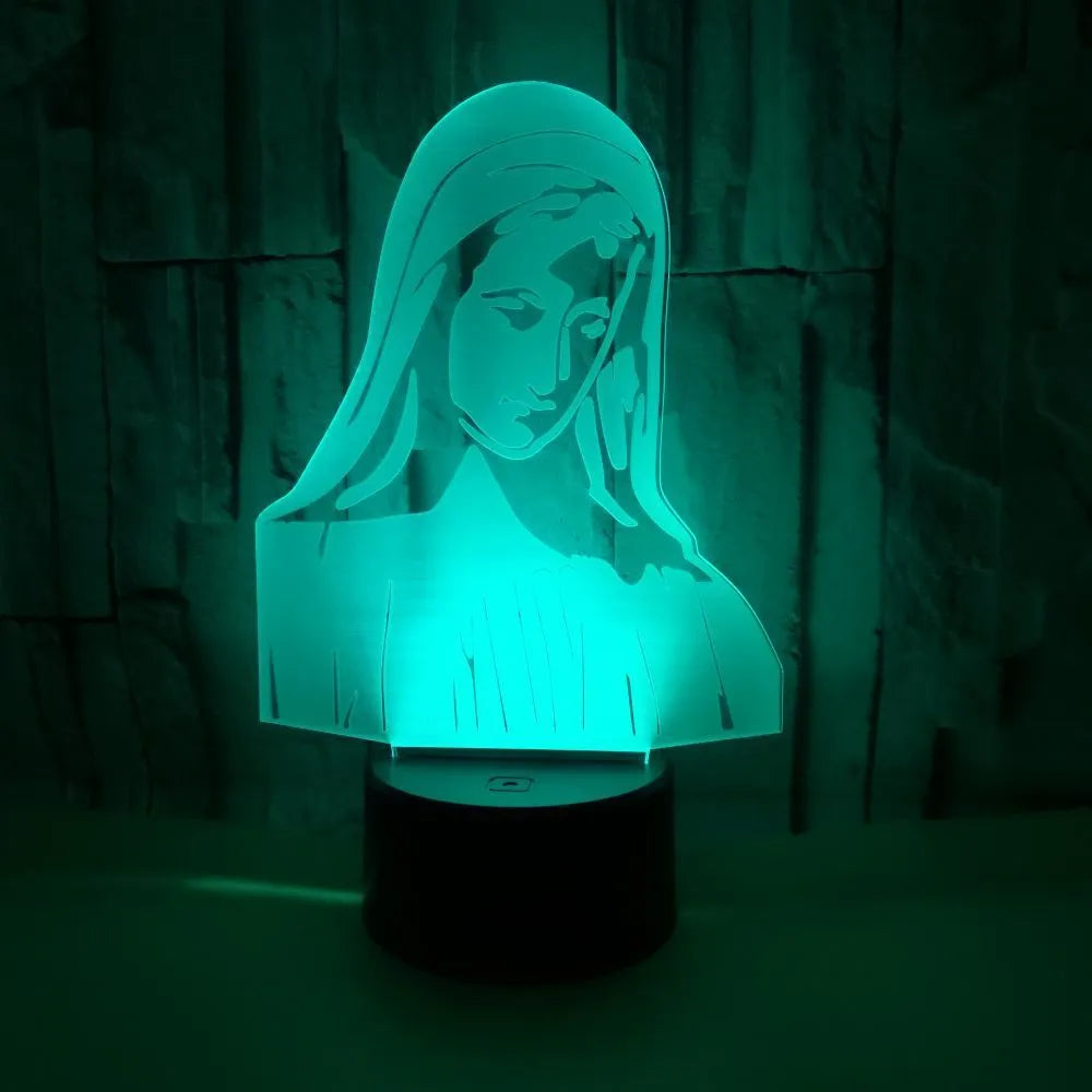 3D LED night light showing laser-engraved acrylic dual ring pattern with colourful illumination effects