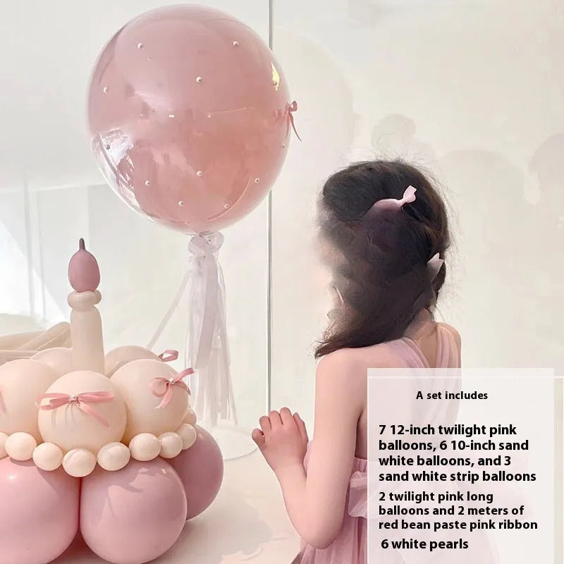 Balloon bouquet DIY kit for cake decoration showing round balloon arrangement materials