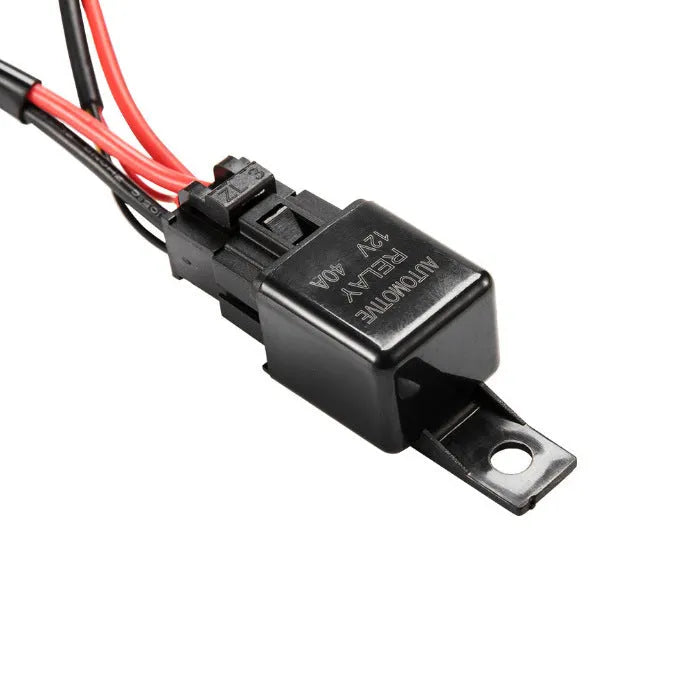 Black 2-metre off-road LED spotlight cable harness kit with integrated light bar switch for 4x4 vehicles
