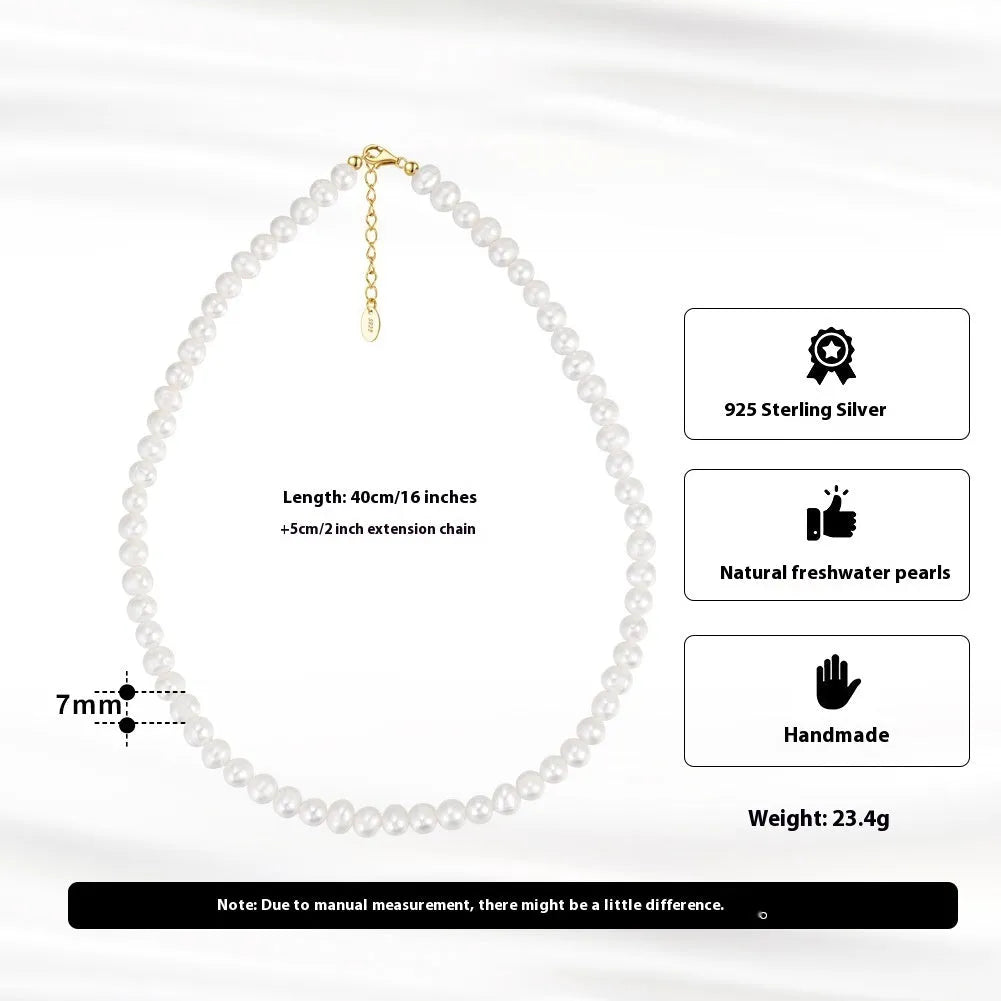 Women's adjustable sterling silver necklace with a single 6-7mm freshwater pearl pendant.
