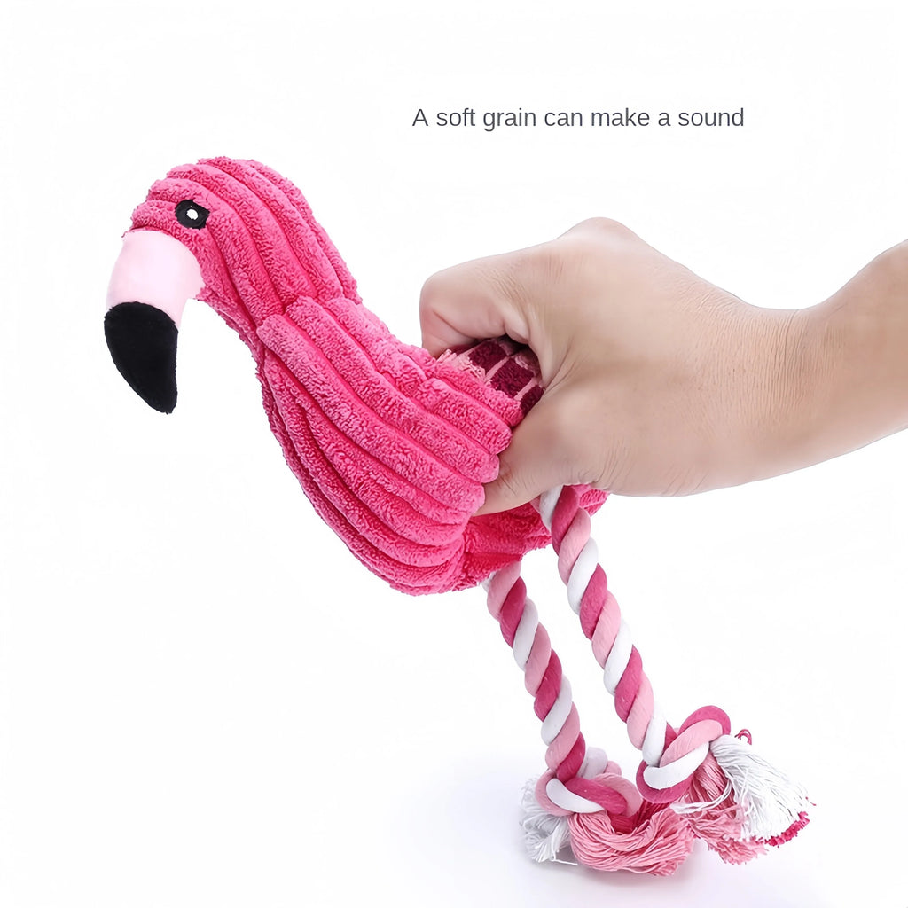 Pink corduroy rabbit-shaped dog toy with crinkle sound, measuring 28cm.