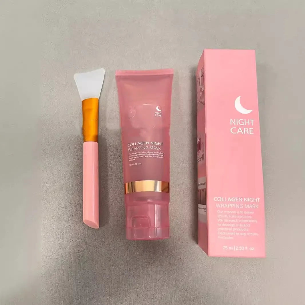75ml collagen night face mask bottle with brush applicator for peel-off skincare treatment