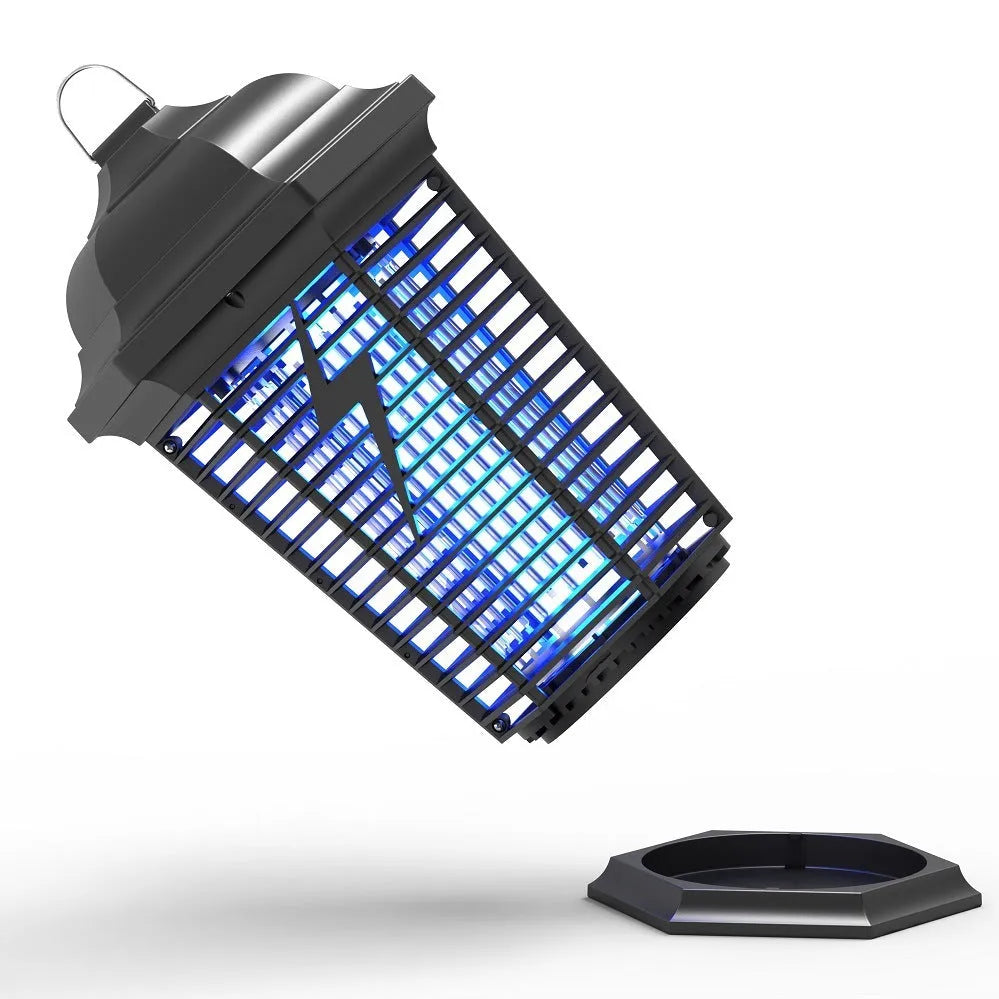 Black outdoor mosquito catcher with UV lamp and electric shock grid for 61 square metre coverage