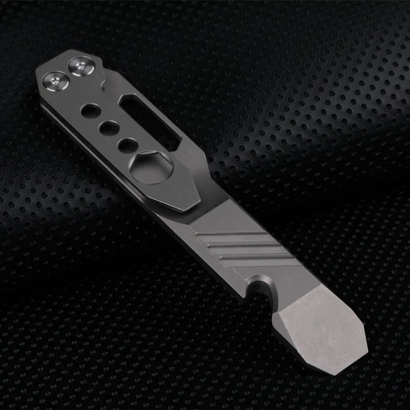 TC4 titanium alloy multi-function crowbar screwdriver tool with bottle opener and glass breaker.