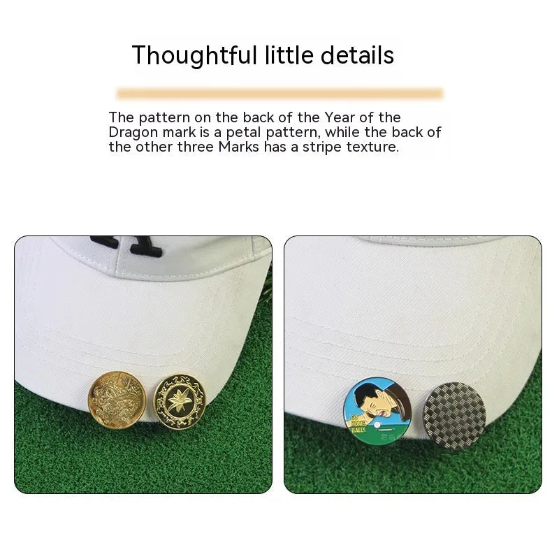 Zinc alloy hat clip for golf caps with personalised Dragon Year pattern design