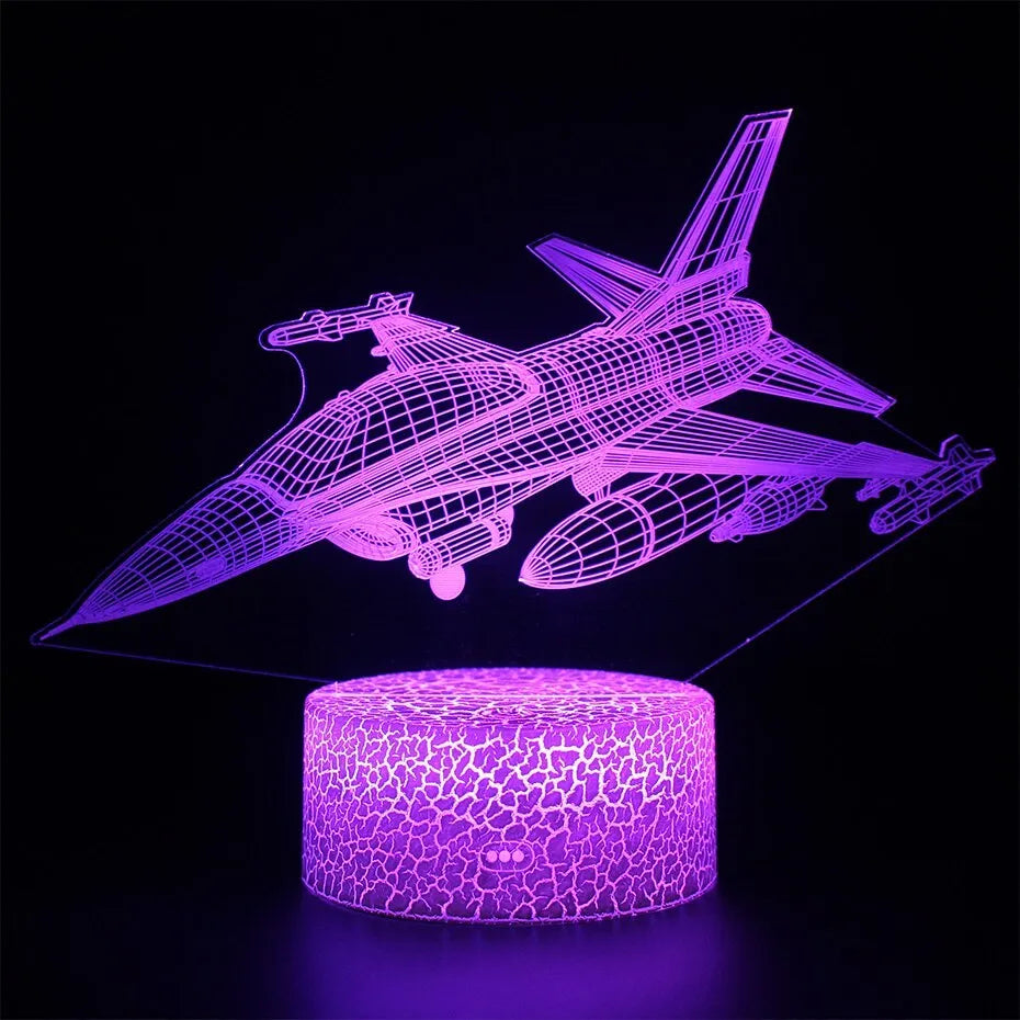 Cartoon airplane shaped LED night light with touch control and acrylic shade