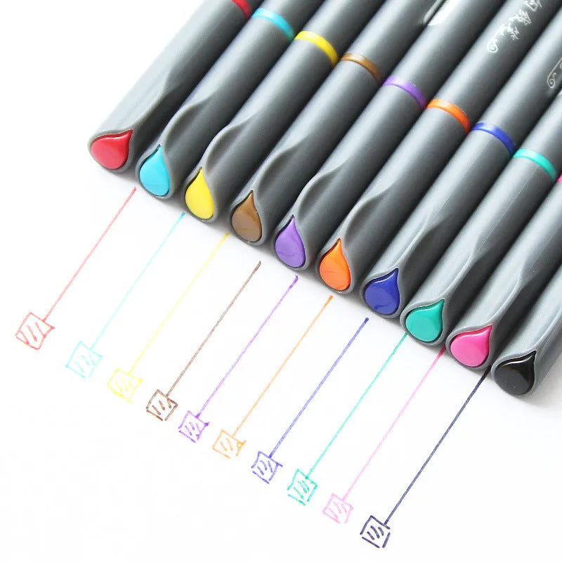 10 hook line pens with 0.38mm ultra-fine tips for technical drawing and repair work