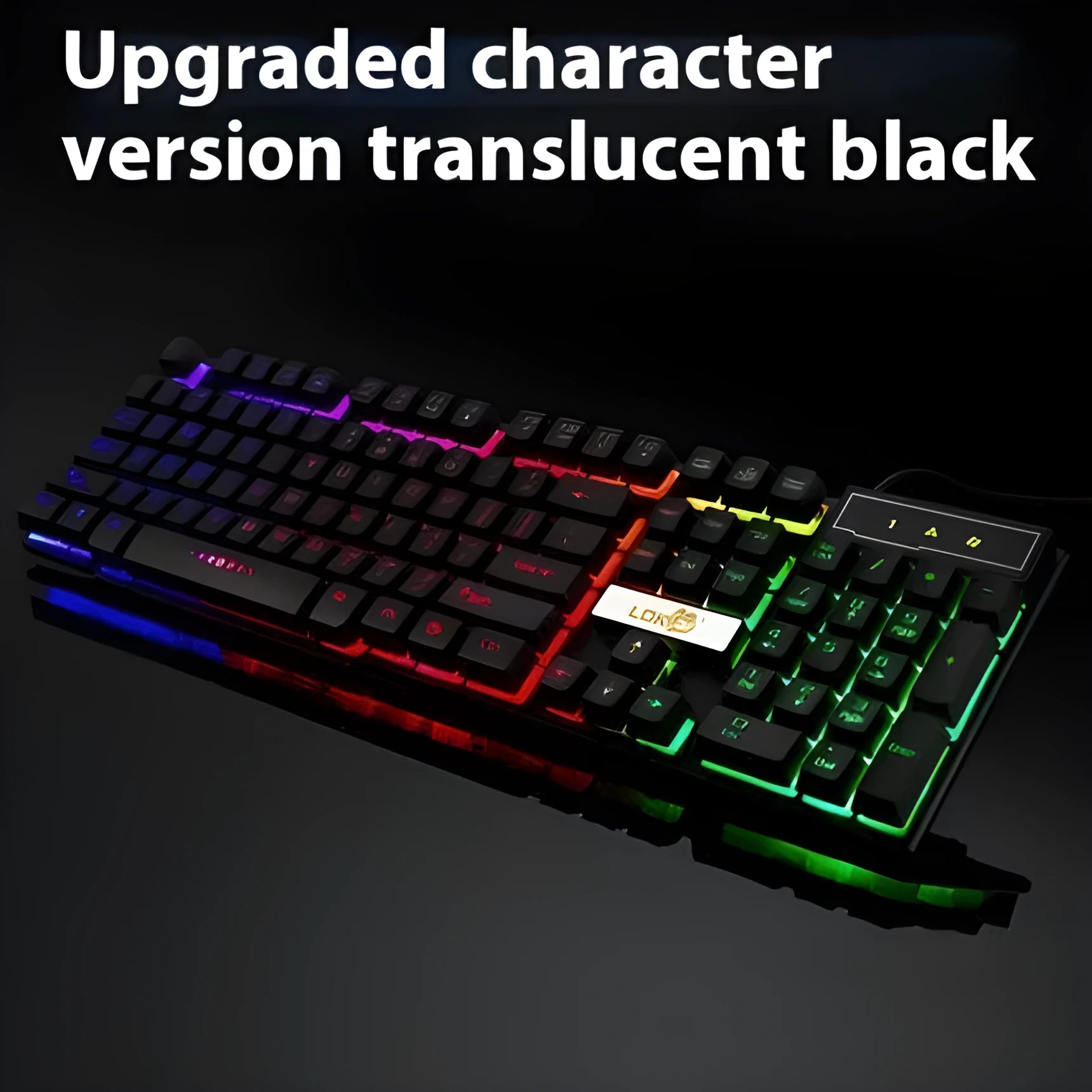 Braided USB cable with glowing LED illumination for gaming keyboards in white or black