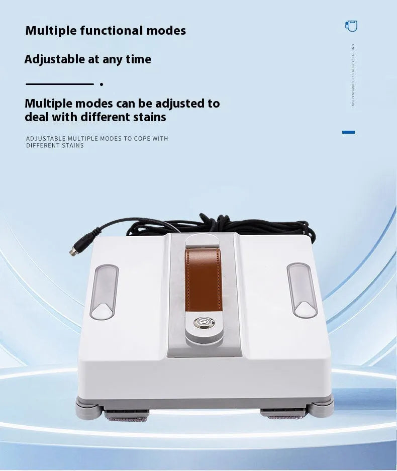White intelligent window cleaning robot for high-rise buildings showing 220x220x70mm dimensions
