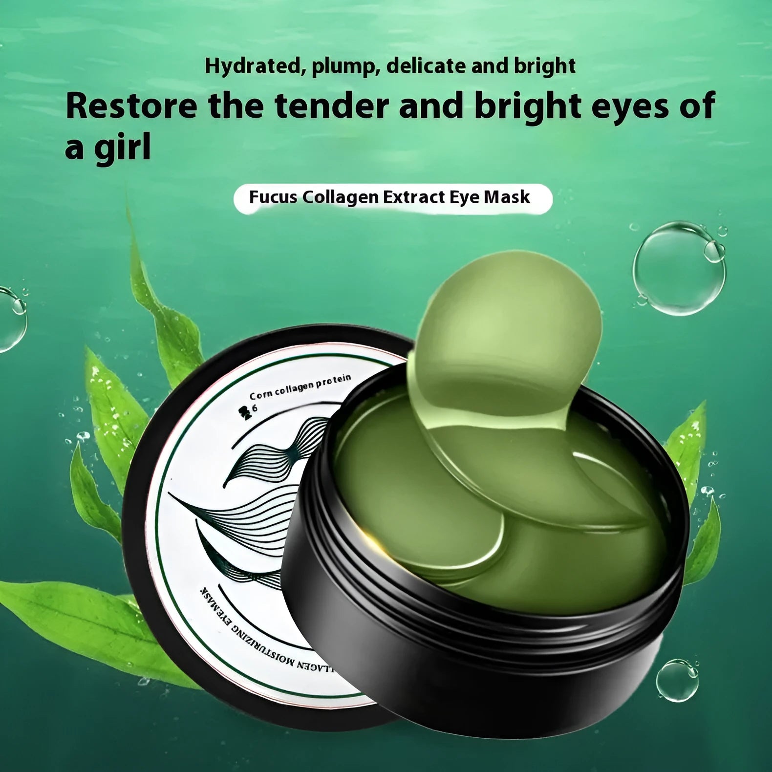 Pack of 60 seaweed collagen essence sheet eye masks for moisturising.
