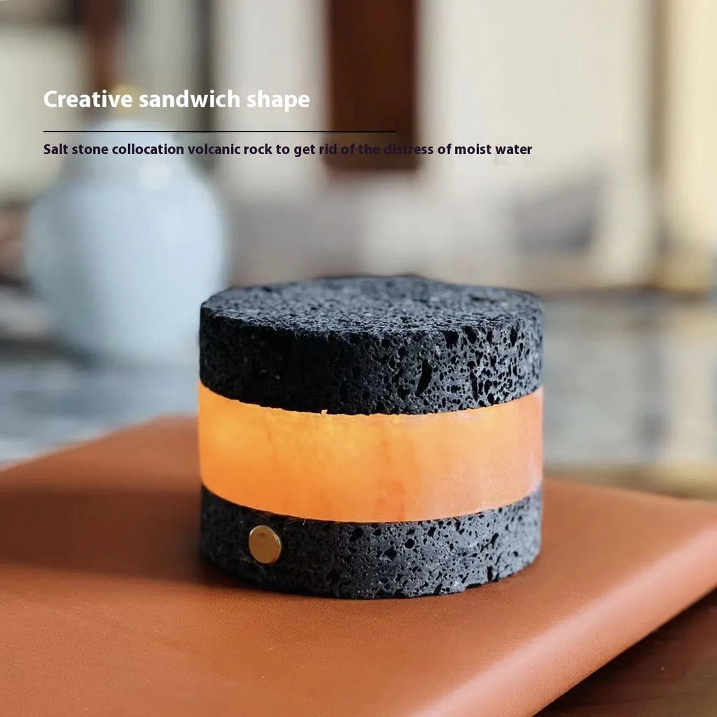 Orange volcanic rock USB night lamp with touch dimming and essential oil diffusion