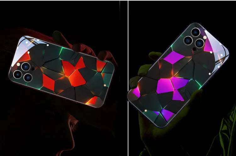 Xpress 14 tempered glass mobile phone case with light-up notification feature for iPhone.