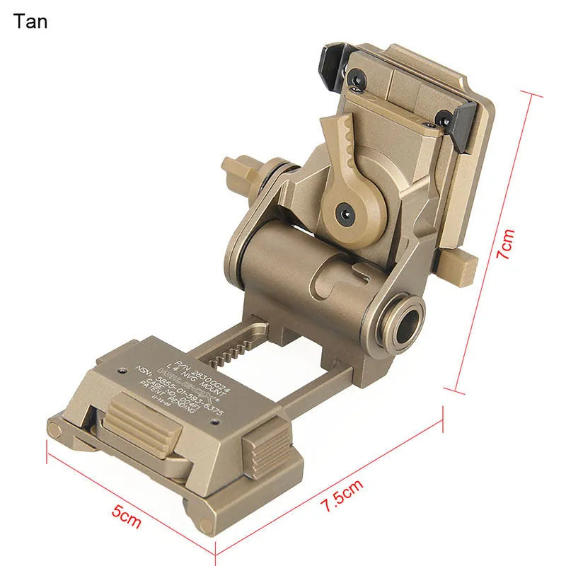 Dark earth coloured metal alloy L4 G24 night vision helmet mount with OPS-Core breakaway base