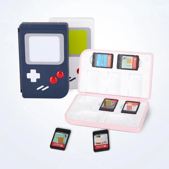 Nintendo Switch game card storage box in blue, pink or white colours