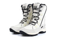 Women's black thermal snow boots with mid-calf height and round toe design