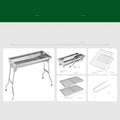 Stainless steel portable folding barbecue grill with large cooking area for outdoor use