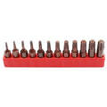 12-piece steel screwdriver bit set T6 to T40 with magnetic tips and black finish