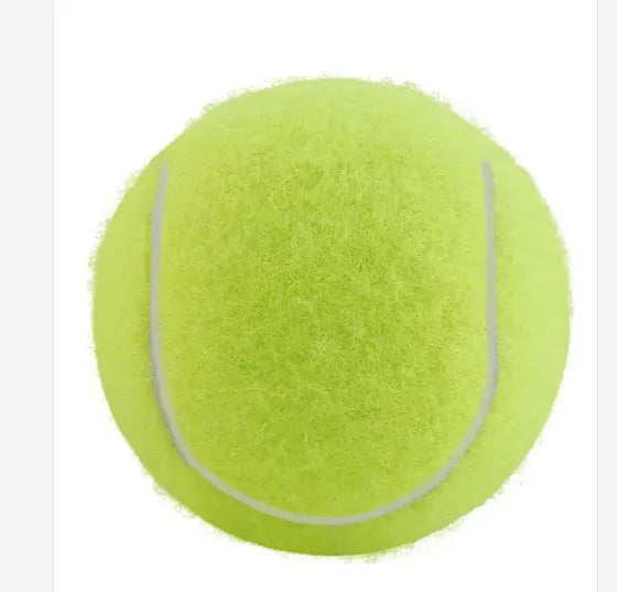 Bright coloured 6.3cm rubber dog tennis ball toy for bite-resistant fetch and chew play.