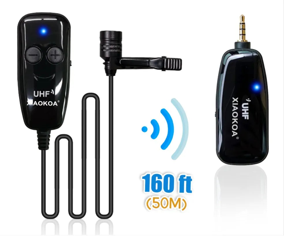 Black mobile phone lavalier microphone with 3.5mm plug and clip