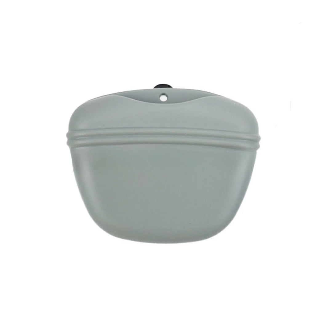 Silicone dog training treat waist bag with clip and magnetic closure in assorted colours.