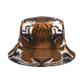 Tiger pattern bucket hat with dome crown in khaki and black colour options