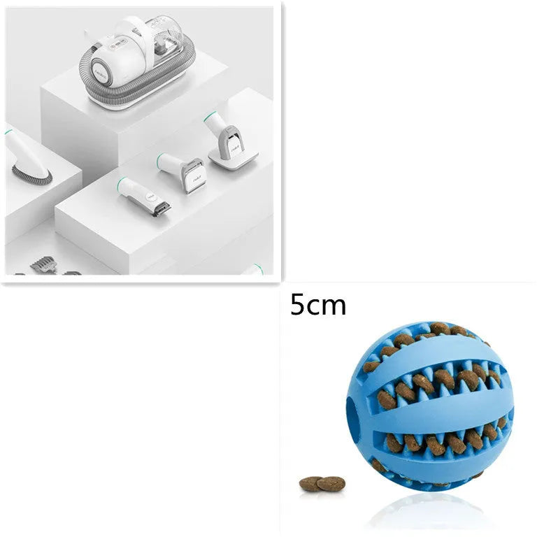 P1 pet grooming device with host, trimming shears, massage comb, thinning comb, cleaning brush, gap suction head, and four length caliper accessories