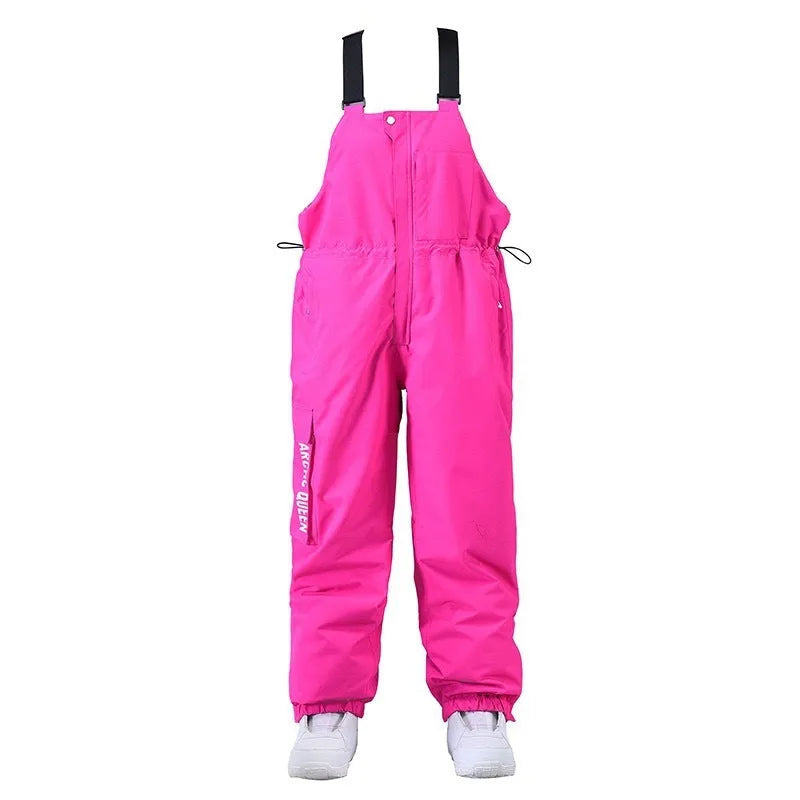 New outdoor ski suit bib top pants for men and women, polyester, waterproof, breathable, available in grey green and other colours