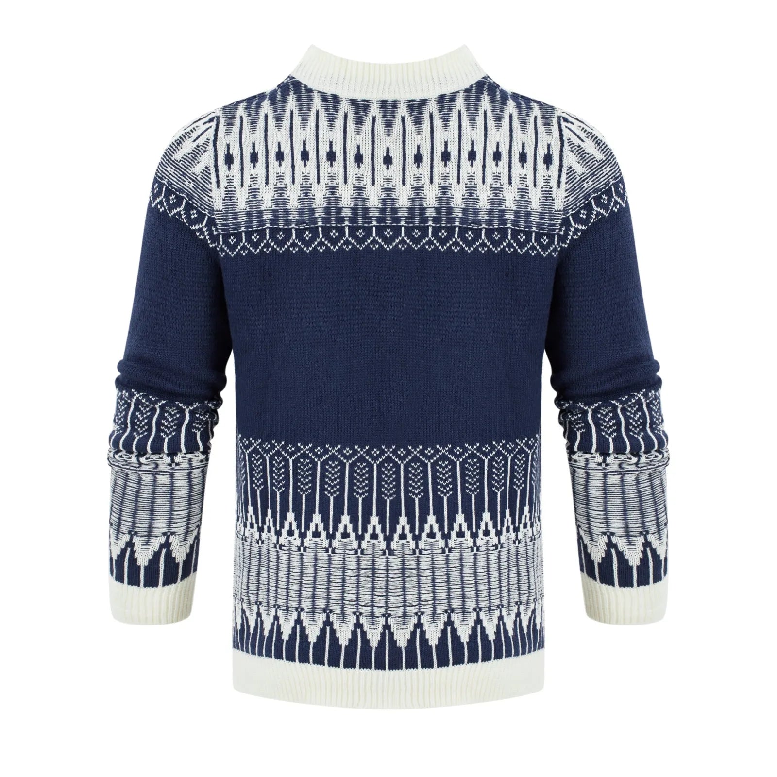 Men's crew neck knitted sweater in a long-sleeved pullover style for fall and winter.