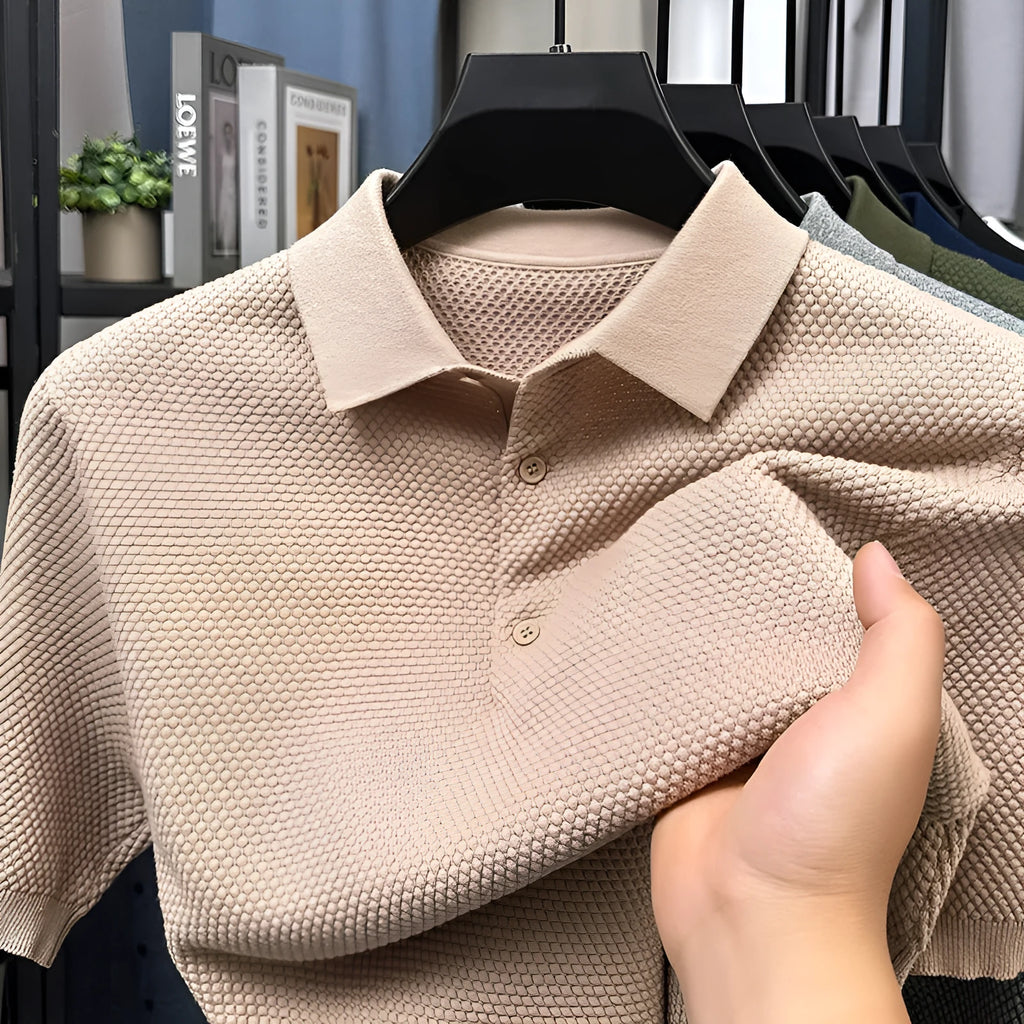 Loose fit short sleeve cotton pullover sweater in solid colour on hanger