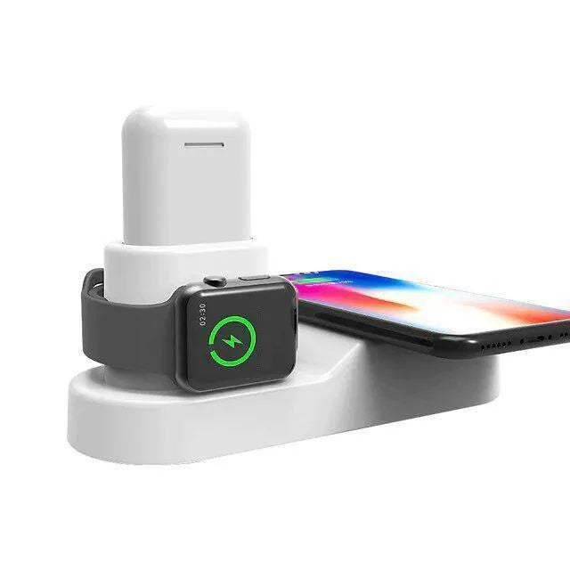 W3 three-in-one wireless charging station for iPhone, Apple Watch and AirPods in black or white
