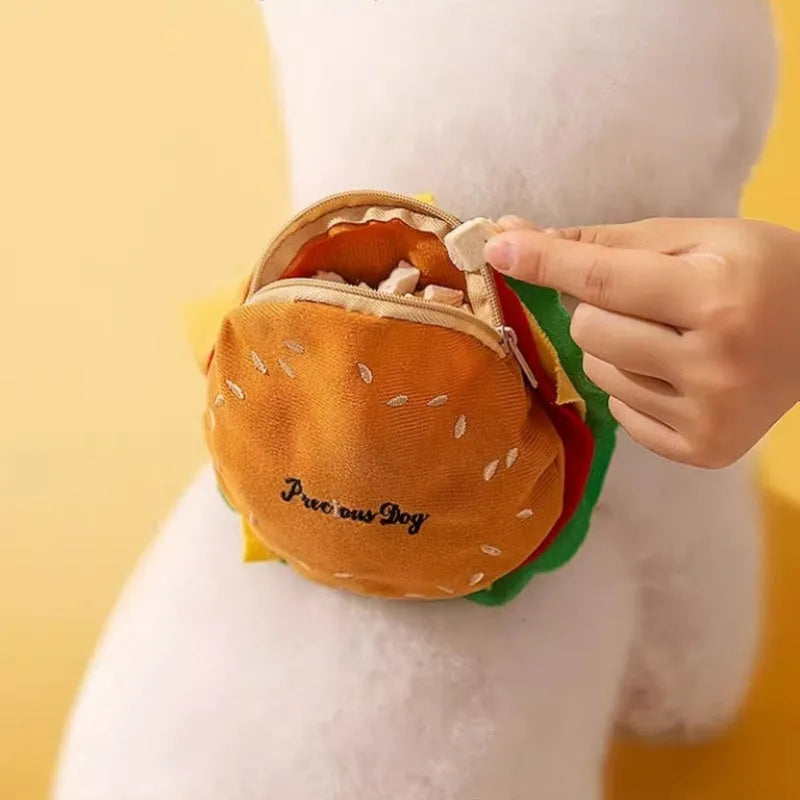 Cartoon hamburger chips design adjustable escape-proof vest leash rope for a dog.