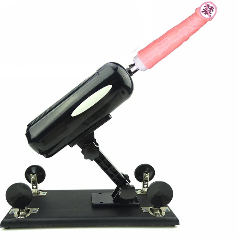 Purple automatic telescopic thrusting sex tool showing 37cm length with PVC construction