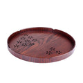 Wooden hollow Sakura shallow plate with cherry blossom cut-out pattern for dessert serving